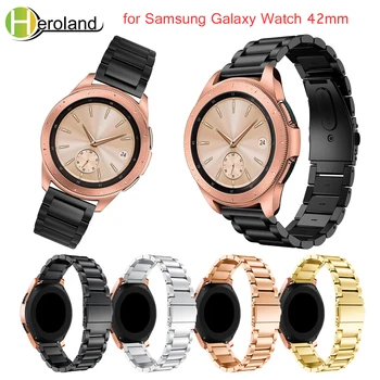 Ремешок для смарт-часов из нержавеющей стали для Samsung Galaxy Watch 42 мм ремешок для замены черного металла + инструмент для Samsung Gear S2 band