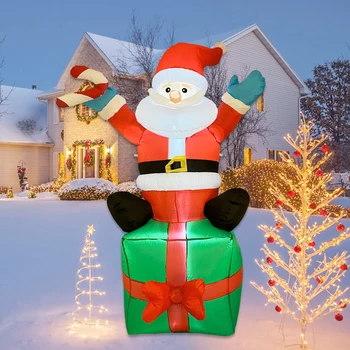 Рождественские наружные надувные украшения, Подарок Санта-Клауса, самонадувающиеся игрушки со светодиодной подсветкой, Реквизит для украшения домашнего фестиваля и вечеринки