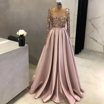 Роскошное вечернее платье с блестками Vinca Sunny 2023 для женщин, атласные платья трапециевидной формы с длинным рукавом, свадебные платья для выпускного вечера