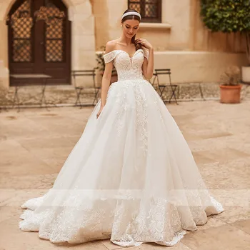 Свадебное платье принцессы 2022, Элегантное Свадебное платье с вышивкой бисером, на шнуровке, Свадебные платья Трапециевидной формы, Robe De Mariee
