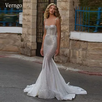 Свадебное платье с блестками Русалки Verngo 2021, сексуальные бретельки-спагетти с открытой спиной, современные свадебные платья Robe de Mariage
