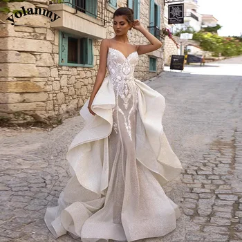 Свадебные платья YOLANMY 5 Pastrol Trumpet для женщин Невесты 2023 Кружевное Vestido De Casamento Plus