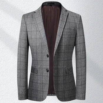 Серый весенне-осенний мужской костюм для отдыха, пальто, Новый стрейчевый Корейский приталенный Маленький костюм, Деловая повседневная куртка