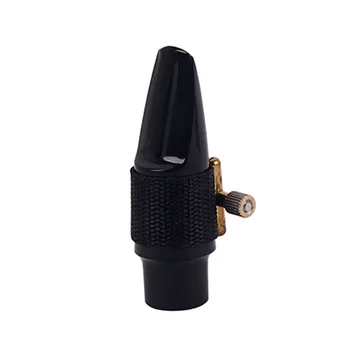 Сменный мундштук для альт-саксофона с зажимом для саксофонной головки Аксессуар для музыкального инструмента (черный)