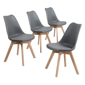 Современные обеденные стулья Alden Design середины века с мягкой обивкой, набор из 4 штук, серый