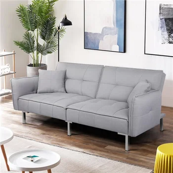 Современный диван-футон Easyfashion с регулируемой спинкой, серый
