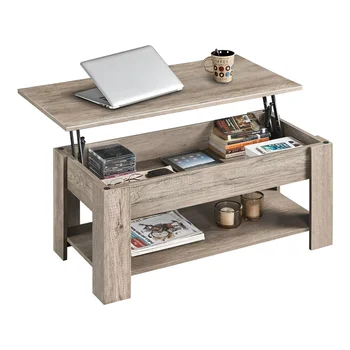 Современный прямоугольный деревянный Журнальный столик для хранения, Серая Мебель для гостиной, Журнальный столик Деревянный стол
