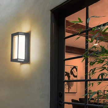Современный светильник на крыльце, водонепроницаемые светодиодные настенные светильники для внутреннего двора, патио, балкона, входной двери в сад, наружное освещение AC90-260V