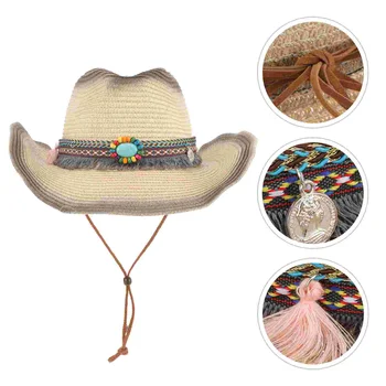Соломенная Ковбойская шляпа, Модные Летние уличные шляпы с широкими полями, Мужские солнцезащитные женские