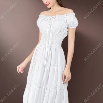 Средневековые платья для женщин, Белое платье в викторианском стиле, Ирландский костюм больших размеров, Женское платье для вечеринки