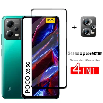 Стекло 4в1 для Poco X5 5G Закаленное стекло для Xiaomi Poco X5 Протектор экрана Защитная пленка для объектива камеры телефона Poco X5