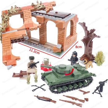 Сцены Второй мировой войны в стиле милитари, строительный блок, собранные фигурки штурмового танка Moc, Дома, Оборудование, оружие, борьба с моделью, подарочные игрушки для мальчиков