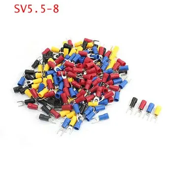 Тип вилки SV5.5-8 Предварительно изолированные клеммы проводки Красный/желтый/синий/черный/зеленый 100шт для AWG 12-10
