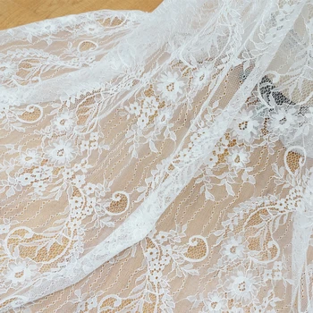 Ткань для ресниц Уникальная белая кружевная ткань для свадебного платья для новобрачных, Мантилья, французская кружевная ткань Шантильи