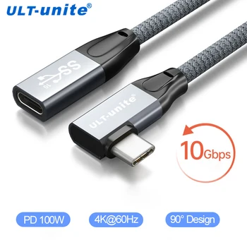 Удлинительный кабель 4K USB C Под Прямым углом USB 3.1 10 Гбит/с Type C Удлинительный Кабель для Быстрой Зарядки 100 Вт для Коммутатора MacBook Pro Samsung S10 S9