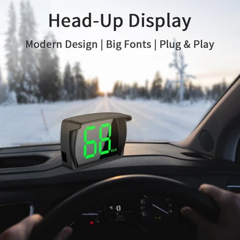 Универсальный Головной дисплей 2,8 Дюймов СВЕТОДИОДНЫЙ Спидометр с большим Шрифтом, Цифровой Автомобильный Электронный HUD GPS KMH, Подключи и Играй Автомобильные Аксессуары