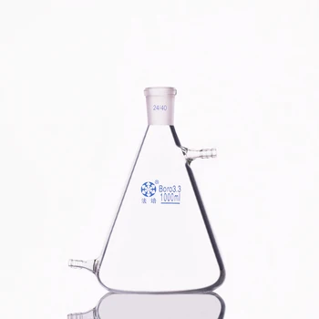 Фильтрующая колба с боковой трубкой 1000 мл 24/40, Треугольная колба с верхней и нижней боковыми трубками, Фильтрующая бутылка Эрленмейера