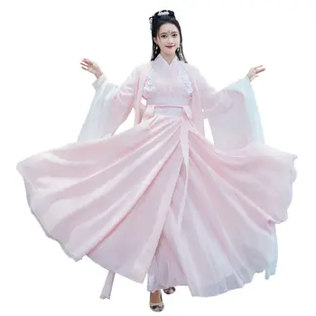 Ханфу Длинное Платье Народный Танцевальный костюм Китайская Традиционная Национальная Фея Косплей Костюм Древней Принцессы Сценические наряды