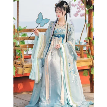 Ханьфу Женщина Древнекитайская Традиционная Вышивка Наряд Династии Хань Женщина Фея Косплей Костюм Восточное Платье Принцессы