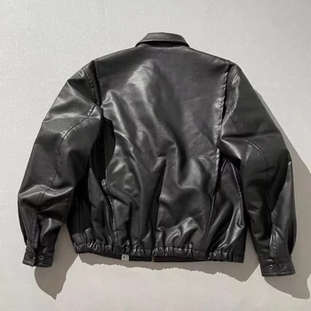 Черная модная брендовая куртка из искусственной кожи с вышивкой, Мужская женская винтажная зимняя толстая мотоциклетная куртка, Повседневная свободная верхняя одежда Унисекс