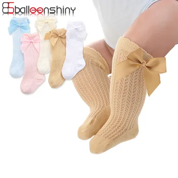 Шелковистые носки для маленьких девочек, хлопковые сетчатые дышащие носки для новорожденных, нескользящие носки для маленьких девочек 0-3 лет