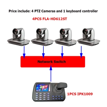 Широкоугольная PTZ-камера для видеоконференцсвязи с разрешением 12X 1080p Full HD, SDI HDMI, IP-трансляция и 5-дюймовый ЖК-экран с клавиатурой