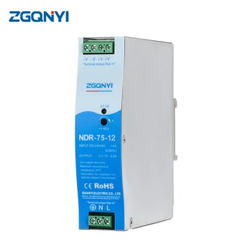 Эффективный источник питания ZGQNYI NDR-75W от переменного до постоянного тока напряжением 12 Вольт, подходящий для охранного оборудования