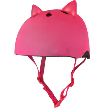 Яркий велосипедный шлем Meow LED розового цвета с красными светодиодными лампочками, молодежный 8 + (54-58 см)